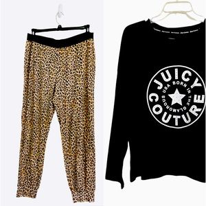 Juicy Couture Logo 2PC Set Loungewear Pajamas Born In The USA Bling NWT